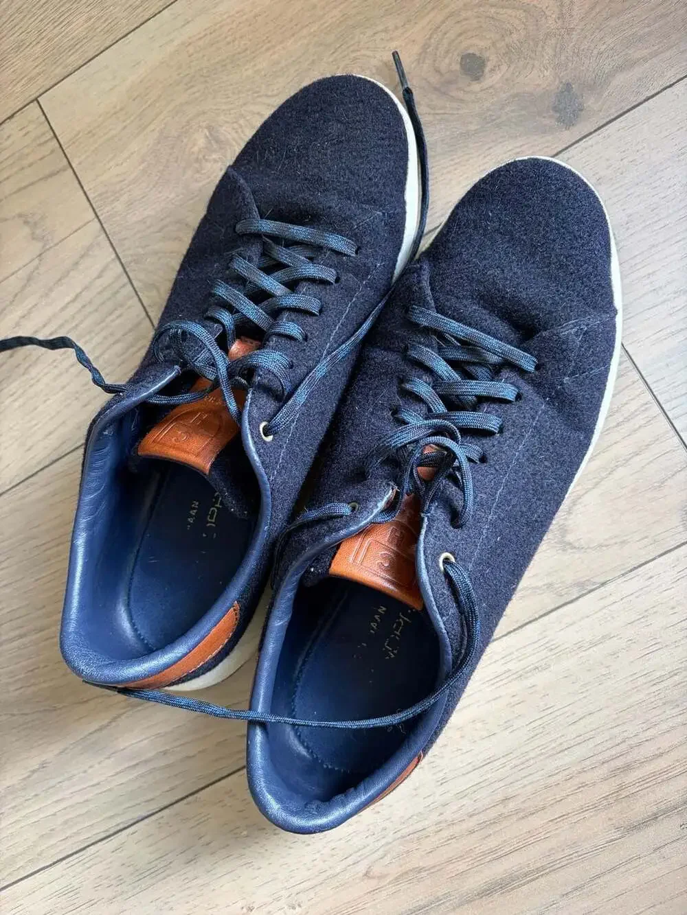 Cole Haan Original Pro Mens 8.5 Wool Tennis Sneaker Shoes Navy Blue Lace Up‎